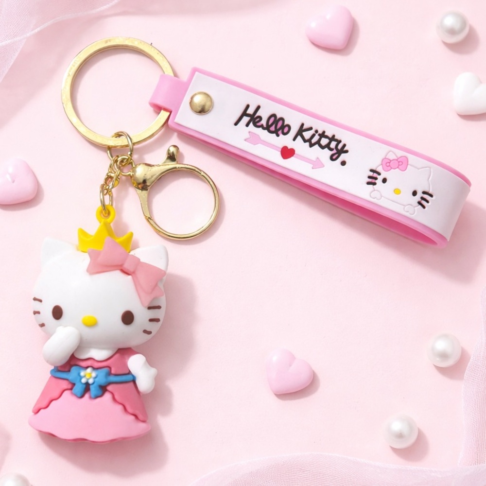 Hello Kitty 3D Keychain Pink Princess Charm Strap 8”L Kawaii Cute Bag Charm✨NWOT